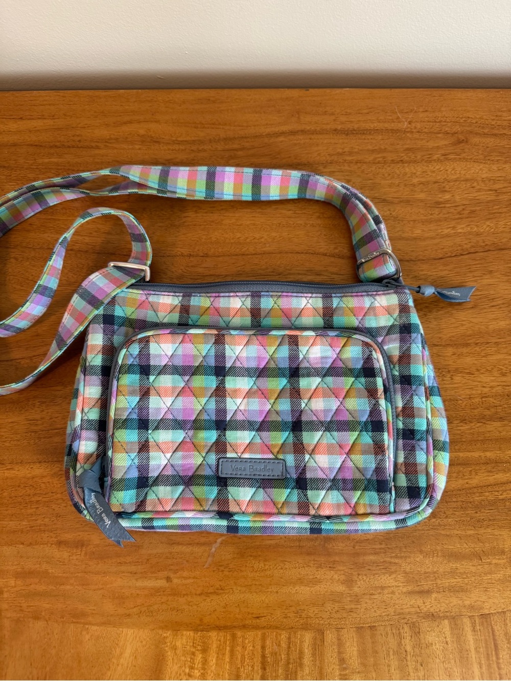 Vera Bradley Pastel Plaid Quilted Crossbody Bag